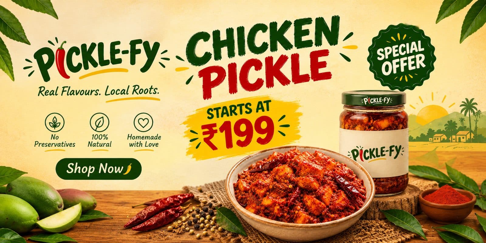 Pickle-Fy Chicken Pickle special offer, starting at 199 rupees